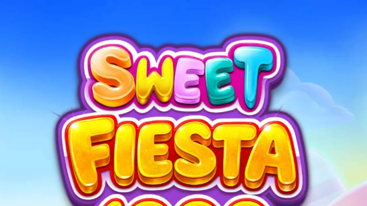 Tampilan visual ceria dari slot Sweet Fiesta 1000 dengan tema karnaval permen